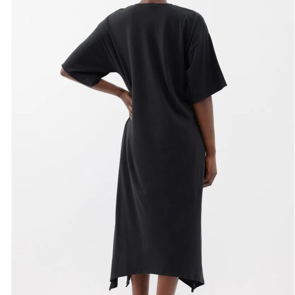 Skin Organic Cecile Pima Cotton Dress Black Oversized V Neck Womens Size 2 - Picture 3 of 12